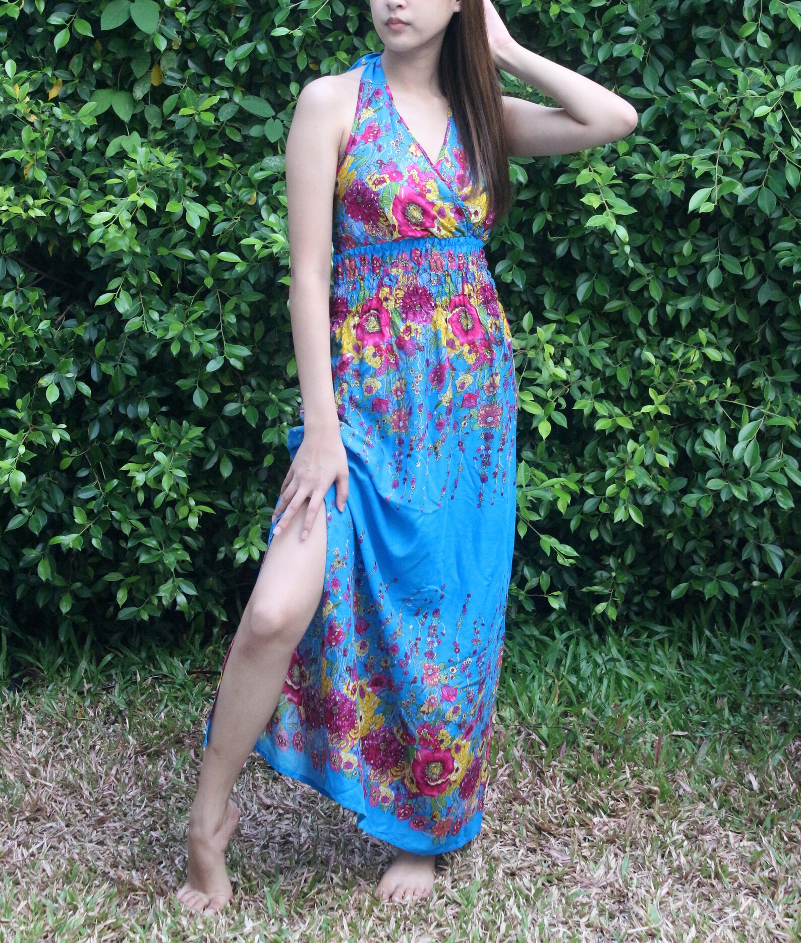 Floral Boho Dress Bohemian Dress Hippie Beach Dress Womens Etsy