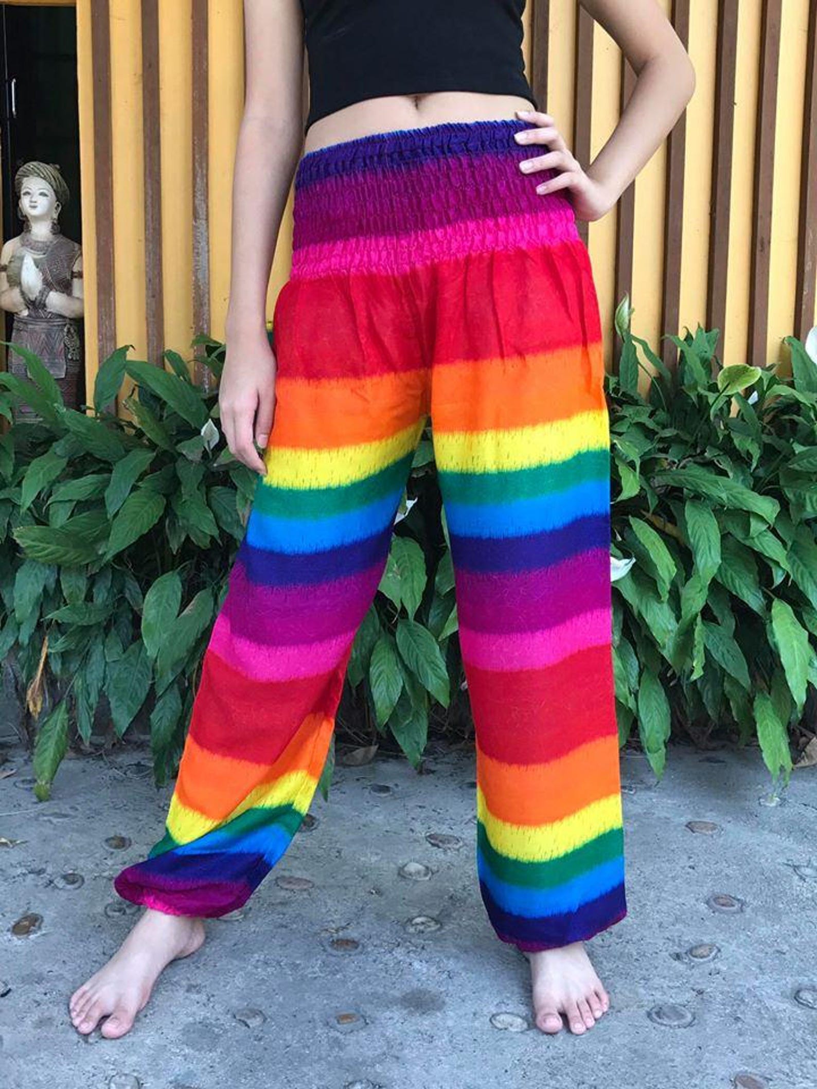 Harem Pants Yoga Pants Hippie Pants Bohemian Pants Rainbow Etsy