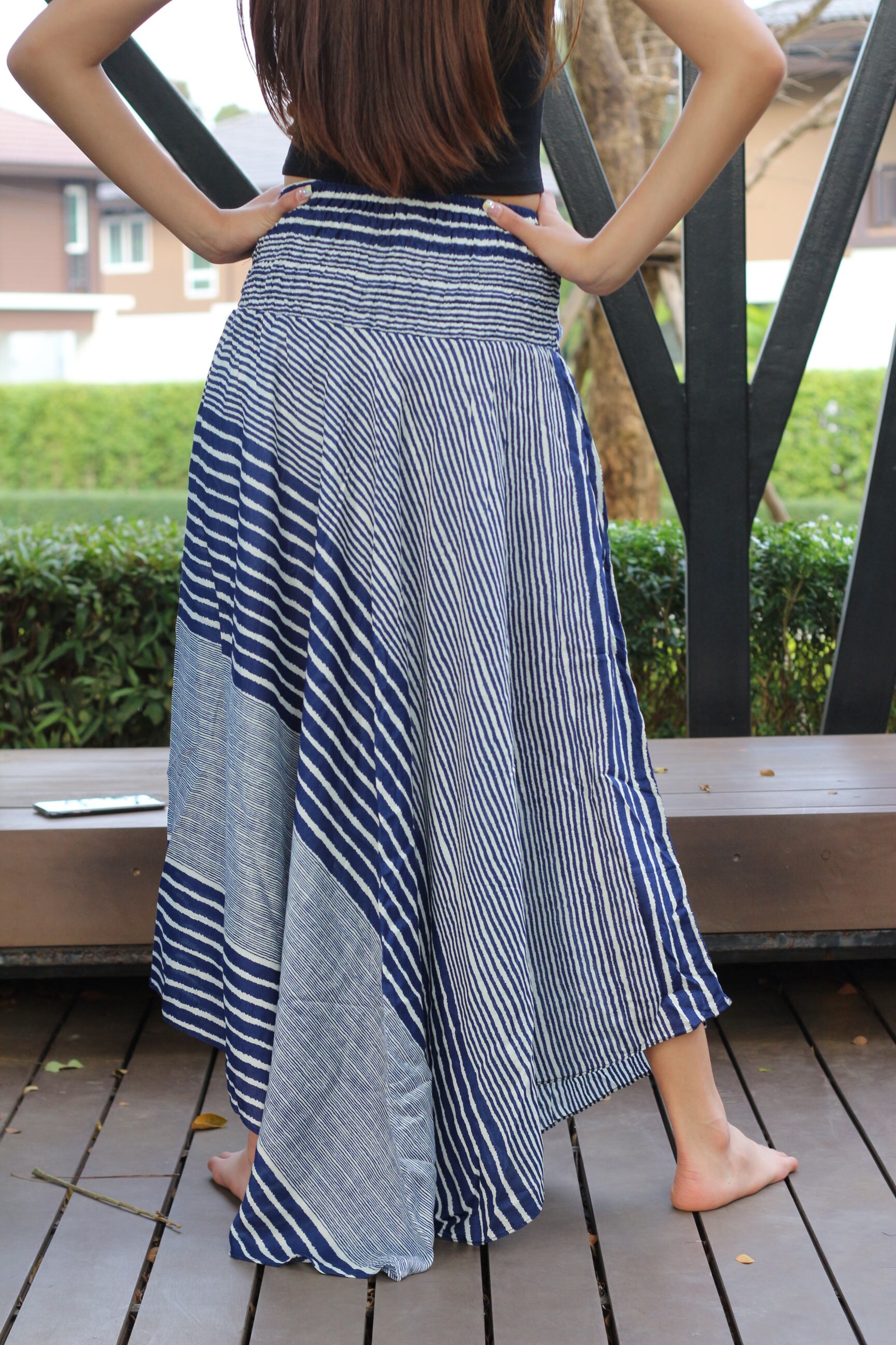 Stripe Bohemian Skirt Gypsy hippie style Long Skirt Blue | Etsy