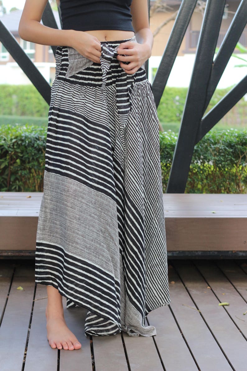 Stripe Beautiful Bow Tie Maxi Skirt Rayon Skirts Elastic Waist Etsy