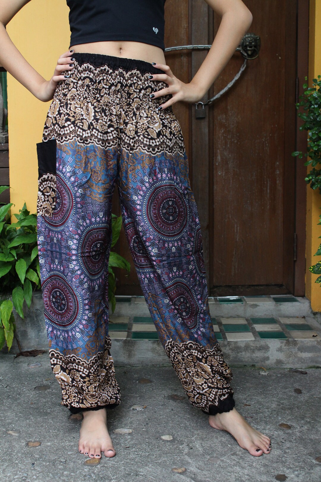 Hippie Pants Boho Pants Yoga Clothing Boho Rose Grey Etsy