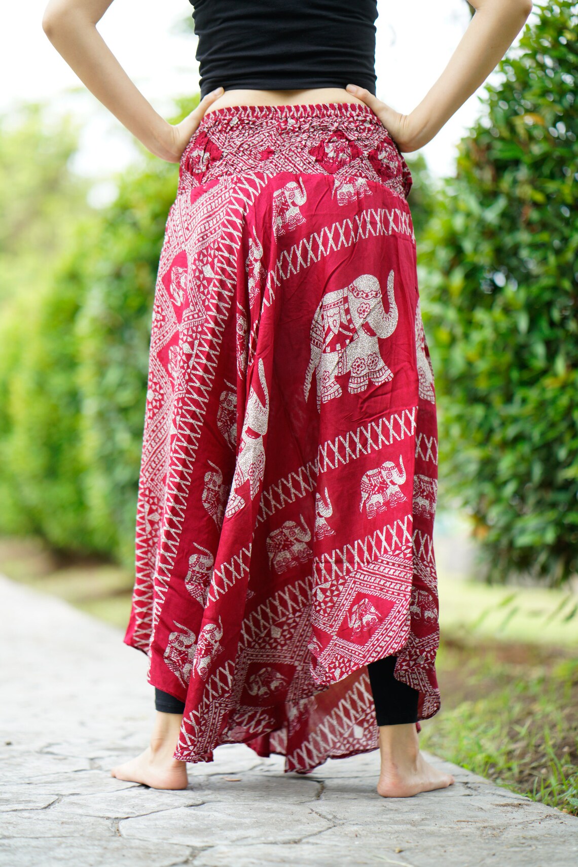 XL2XL Plus Size Boho Skirt Gypsy Hippie Clothing Elephant Red Etsy