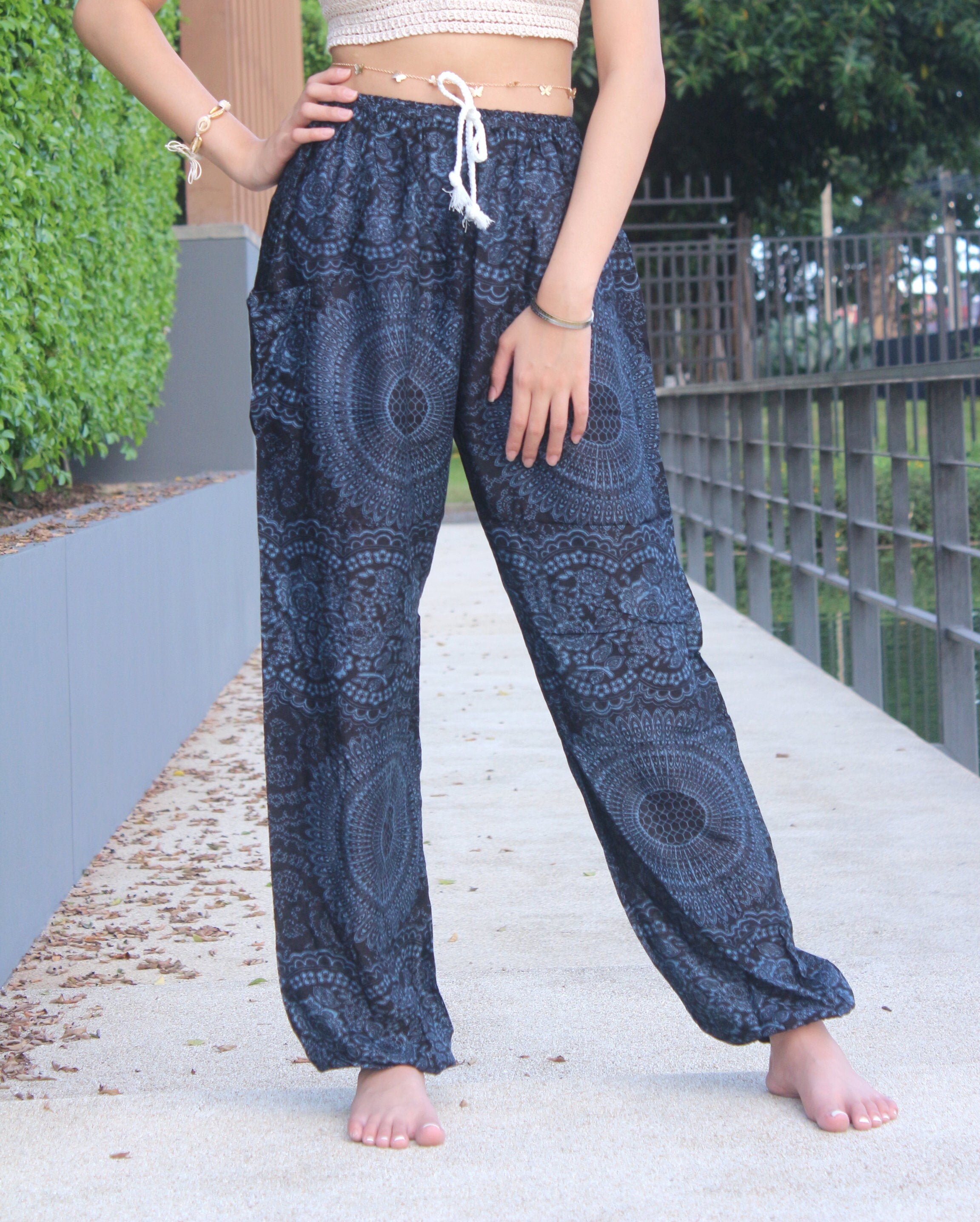 Yoga Pants Hippie Boho Floral Design 