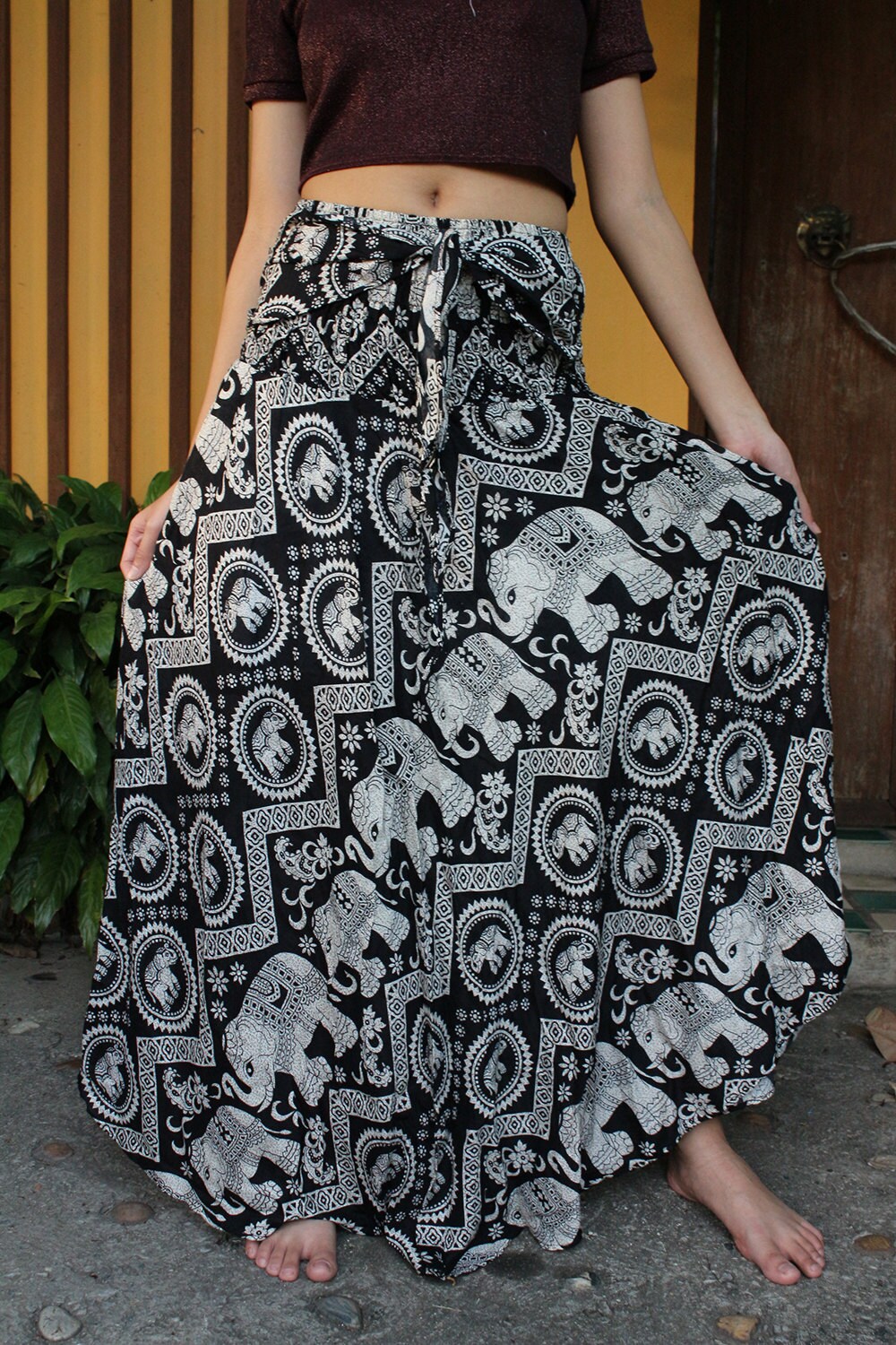Bohemian Maxi Skirt Boho Gypsy Style Elephant Print Women Boho | Etsy