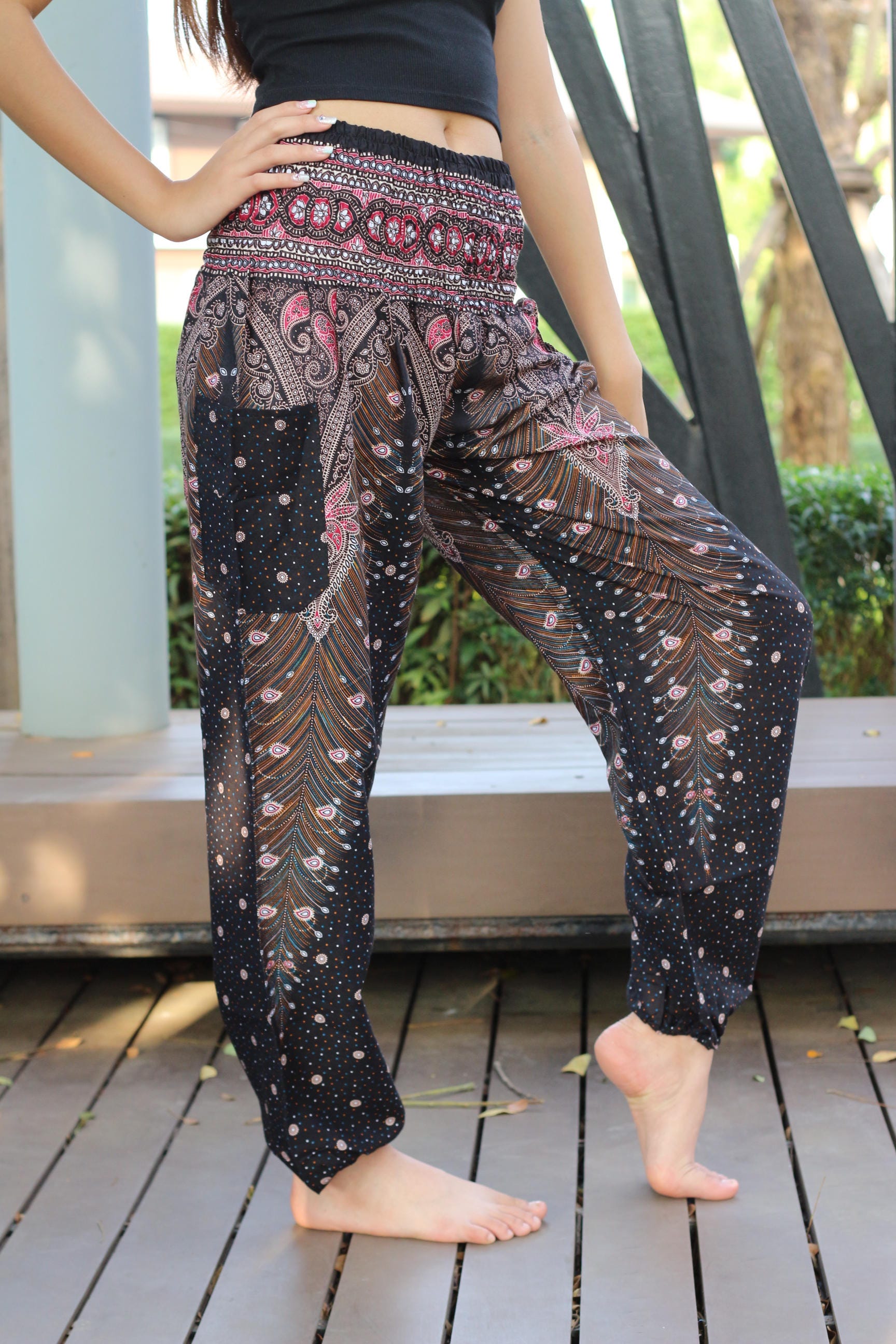 Unisex Harem Pants Hippie Pants Hippie Clothes Dark Black Etsy