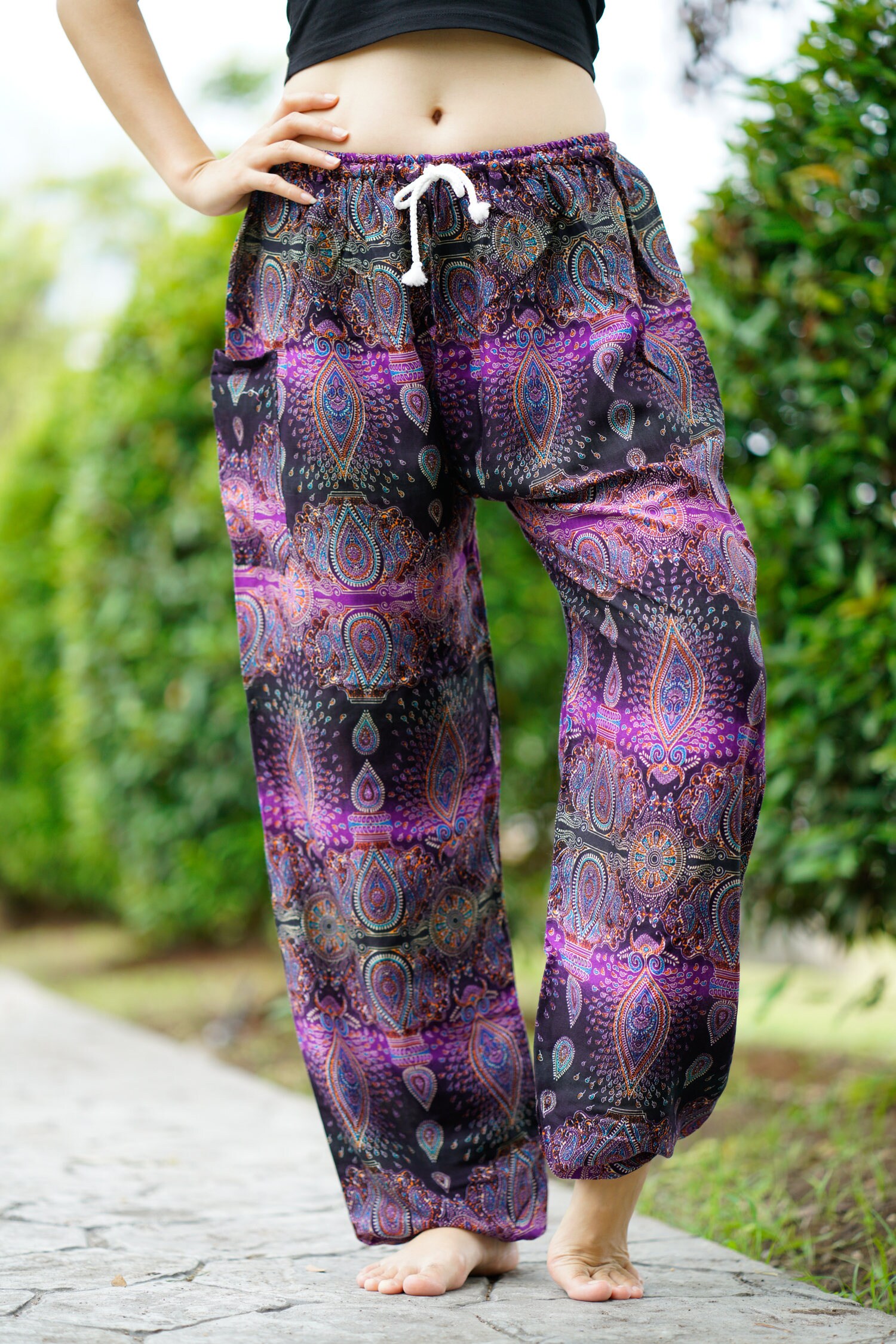 Bohemian Hippie Pants Boho Clothing Harem Pants Peacock Design Etsy