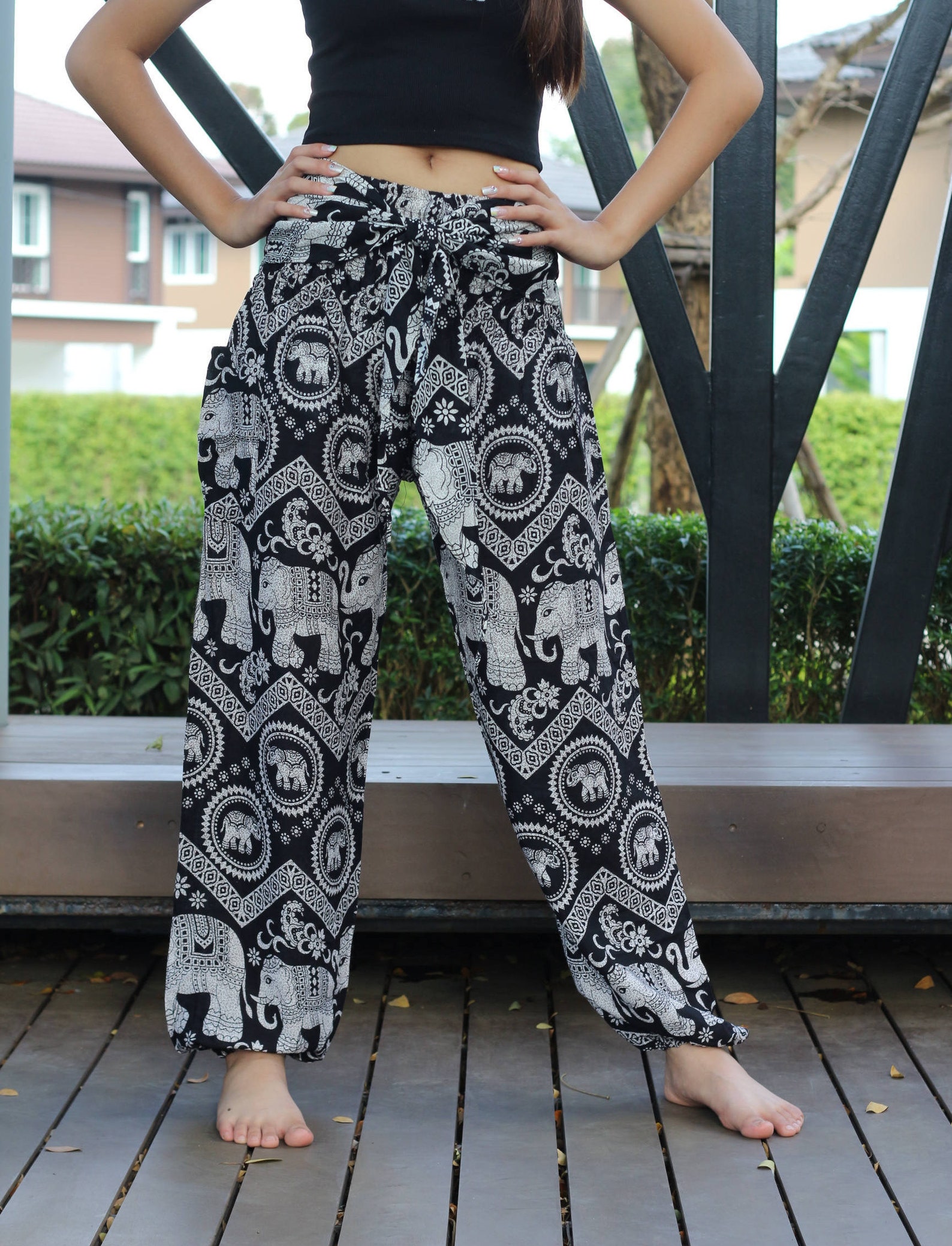 Boho Yoga Pants Boho Pants Boho Chic Boho Clothing Bow Tie Etsy