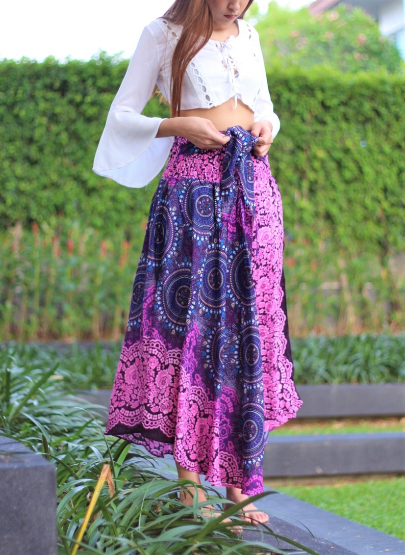 Hippie Long Skirt Flared Skirts for Women With Bow Tie Sash Etsy Canada