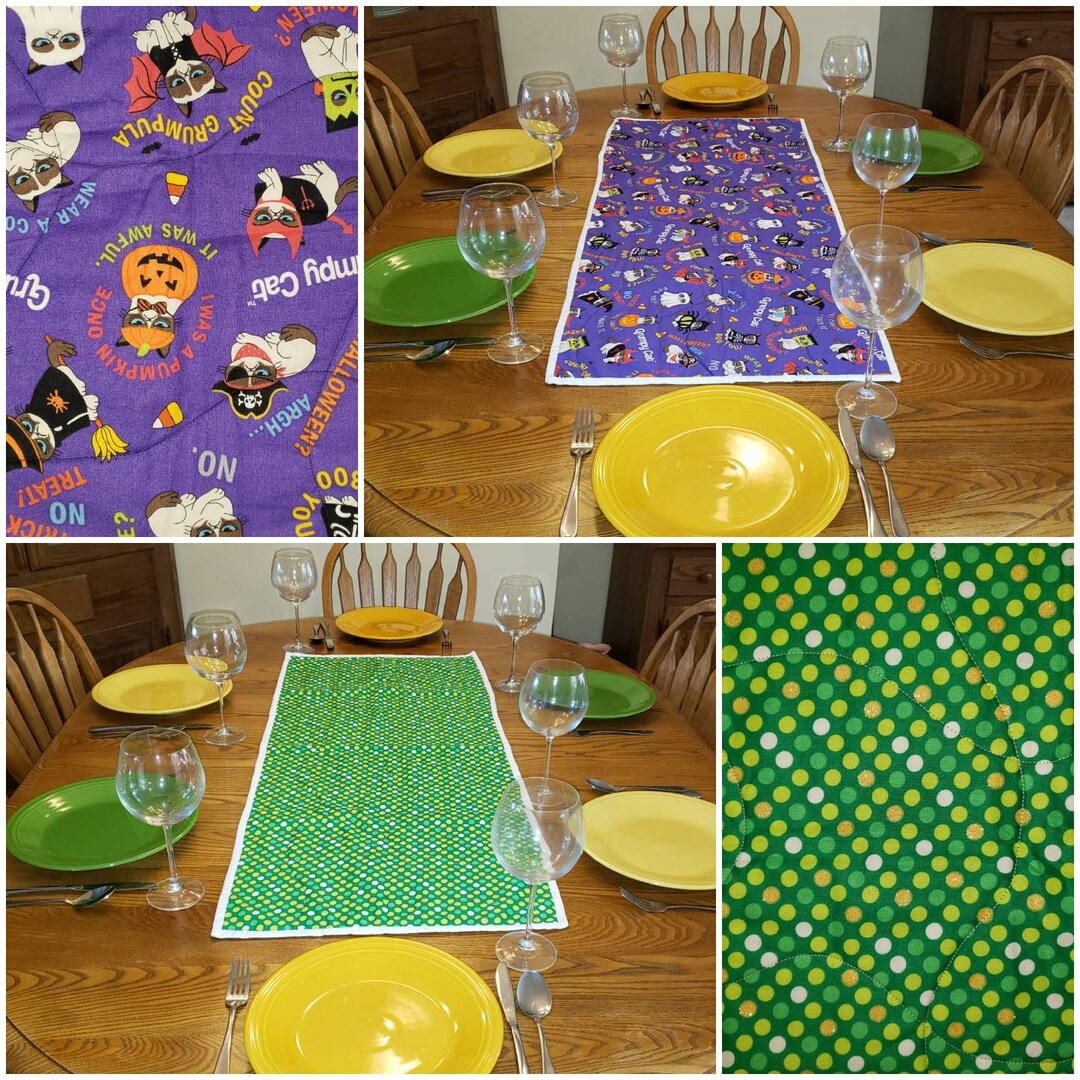 Grumpy Cat Halloween Table Rectangle Runner - (reversible) - Etsy