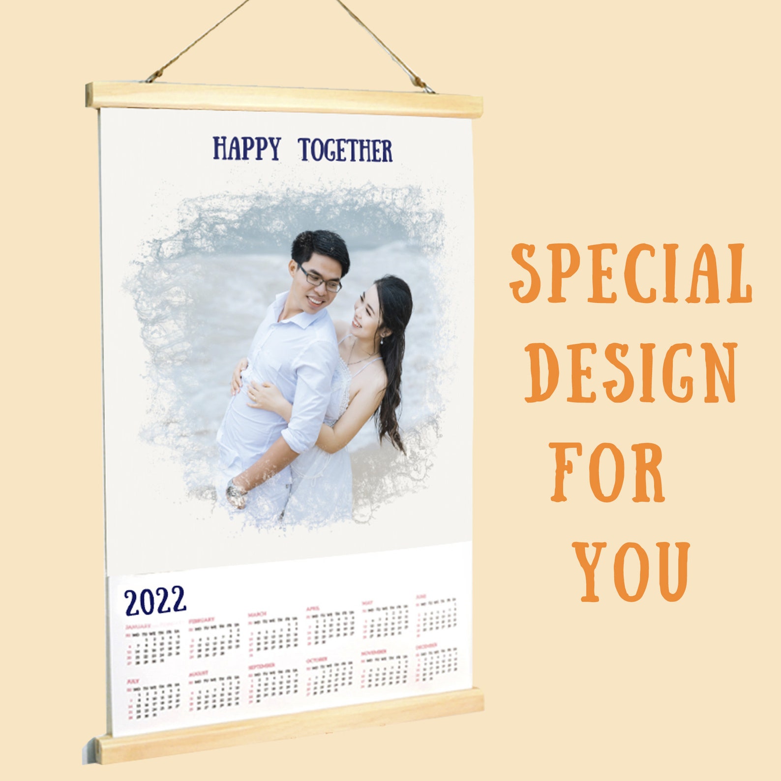 Custom Wall Calendar 2024 Canvas, Personalized Photo Calendar, Large