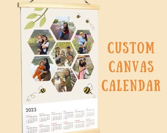 Custom Photo Calendar 2026 Canvas, Personalized Calendar,Large Wall Hanging 12 Months Calendar,Monthly Wall Calendar,Christmas,New Year Gift