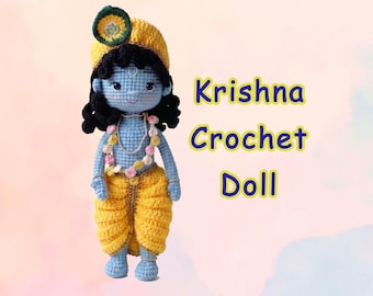 Muñeco de Krishna, Estatua del Bebé Krishna, Muñeco indio Amigurumi, Regalos de ganchillo vintage religiosos únicos - Decoración Desi del Señor Sri Krishna, Regalo espiritual