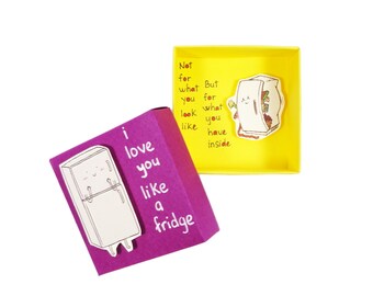 Love Fridge Card Box - Romantic Surprise Love Box Card-Unique, Handmade Gifts-Matchbox-For Your Friend, Family, Love-Birthday, Anniversary