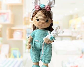 Knitted Doll, Completed Amigurumi Crochet Doll, Finish Cute Knitted Lovely Gift Toy, Custom 40cm Doll Crochet, Doll For Baby Girl