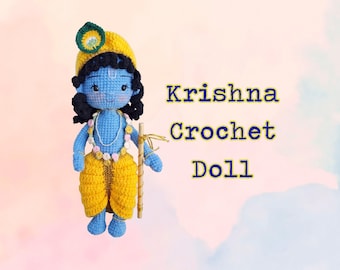 Krishna Doll, Baby Krishna Statue, Amigurumi Indian Doll, Unique Religion Vintage Crochet Gifts - Lord Krishna Desi Decor, Spiritual Gift