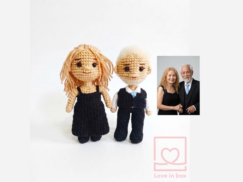 Custom Couple Crochet Doll from Photo, Personalized Wedding Anniversary Gift, Handmade Couple Portrait Doll, Custom Amigurumi Mini Me image 19