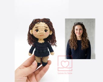 Custom Crochet Doll from Photo, Look A Like Doll Keepsake, Custom Portrait Doll, Mother's Day Special Gift, Mini Me Amigurumi Doll