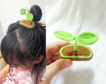 Crochet Hairclip Handmade Cute For Girls, Funny Knitted Sprout Hair Clips, Kawaii Vintage Hairclip Flower For Wedding, Sunflower Barrettes