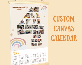 Custom Photo Calendar Canvas 2026, Your Picture Calendar, Large Wall Hanging 12 Months, Personalized Calendar, Christmas Gift Idea, New Year