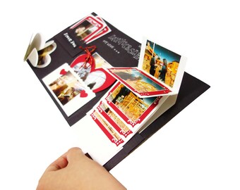 Heart Scrapbook Exploding/Explosion Card Photo Album, Personalize Card Photo Collage, Custom Mini Photo Card With Your Pictures, Love Card