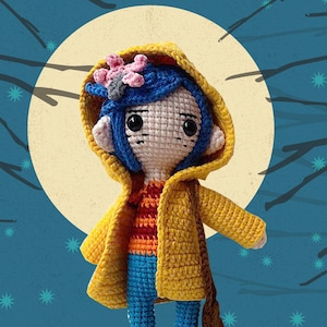 Coraline Crochet Doll Wearing Sweater Finished Amigurumi Doll, Coraline Jones Plushie Handmade Gift For Halloween, Cute Toy Wybie Wyborn