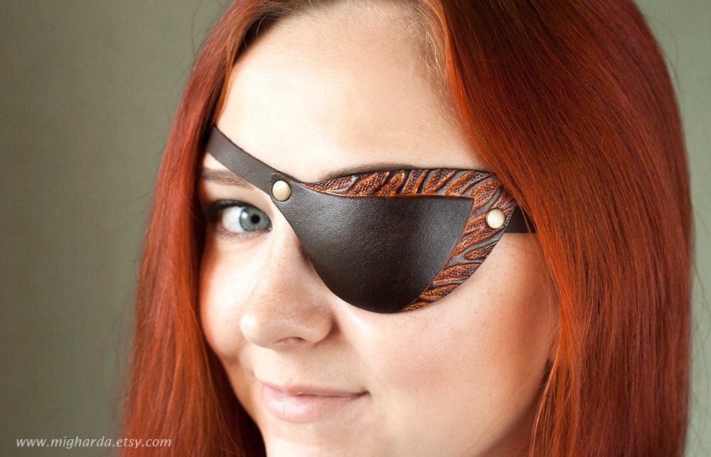 NEW DESIGN Exceptional Leather Woman Eye Patch Brown Eye Etsy