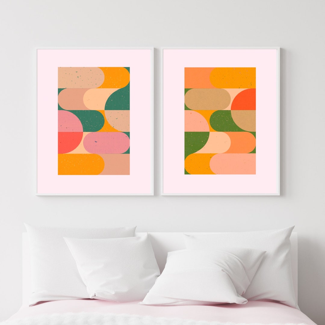 MOD Shapes Wall Print Set of 2 Retro Prints Midcentury Abstract Poster ...