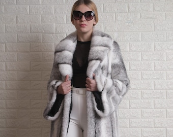 Luxurious Blackcross Mink Full Length Fur Coat  Exquisite Handcrafted Elegance Christine