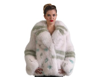 Luxury gift |  Multicolored Fox Fur coat | Fur jacket full skin | Wedding or anniversary present