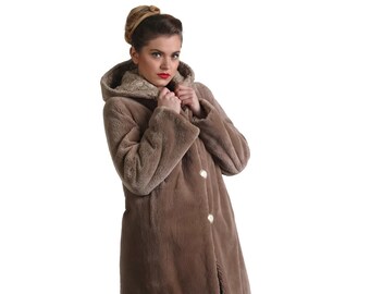 Luxury gift | Reversible Brown Beaver  fur Coat | Fur jacket full skin  | Wedding or anniversary present | Gift for her | jeqa