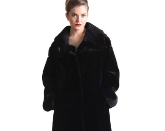 Luxury gift | Black  Beaver  fur Coat | Fur jacket full skin  | Gift for her | Bale