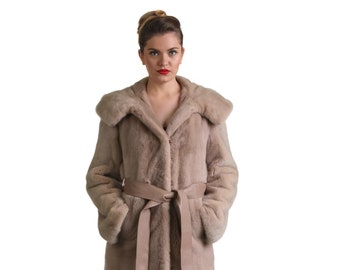 Luxury gift | Light Brown Mink  fur Coat | Fur jacket full skin  | Wedding or anniversary present | Gift for her | seob