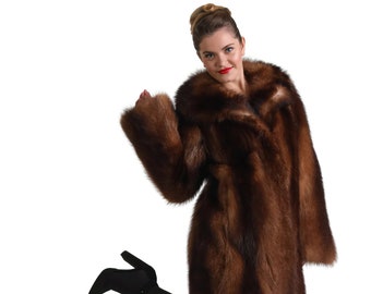 Luxury gift | Brown Beaver  fur Coat | Fur jacket full skin | Wedding or anniversary present | Gift for her