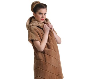 Luxury gift |  Sheared Beaver  Fur Vest Hooded | Wedding or anniversary present | Kolp