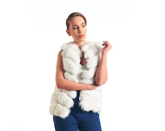 Luxury gift  | White Fox Fur Vest  Women’s  | Women's Brand New All sizes  | SAGA MEXA  |CHERYL