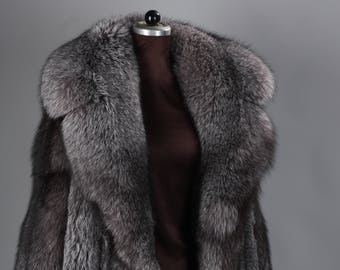 Luxury gift | Mens Full Length Blue Frost Fox Fur Coat | Fur jacket | Wedding or anniversary present