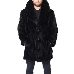 Luxury Gift Mens Full Length Black Beaver Fur Coat Fur | Etsy