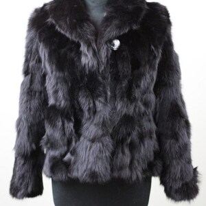 Black Fur Waist Length Jacket Fox Fur Jacket Fox Fur Coat - Etsy