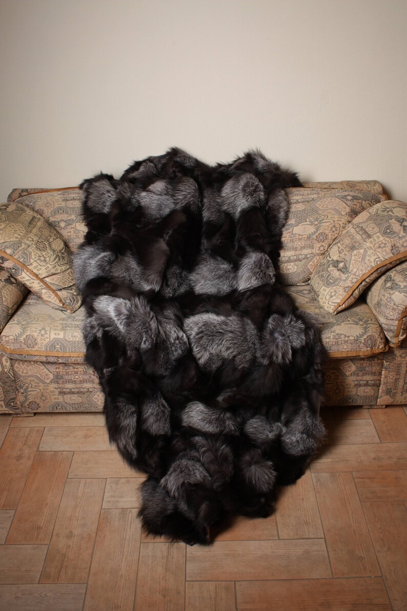 Silver Fox Fur Blanket Luxury Bedding Silver Fox Blanket Etsy
