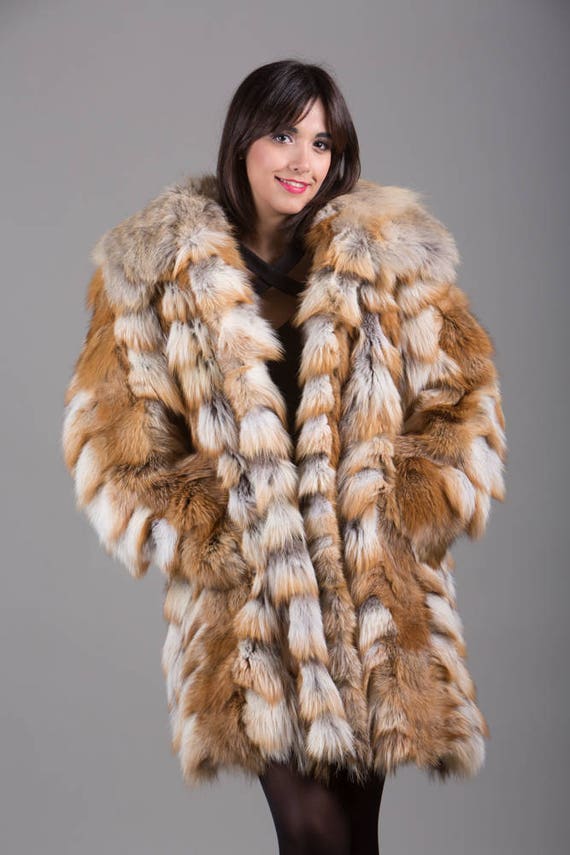 Red Fox Fur Knee Length Jacket Fox Fur Jacket Fox Fur Coat Red Fox