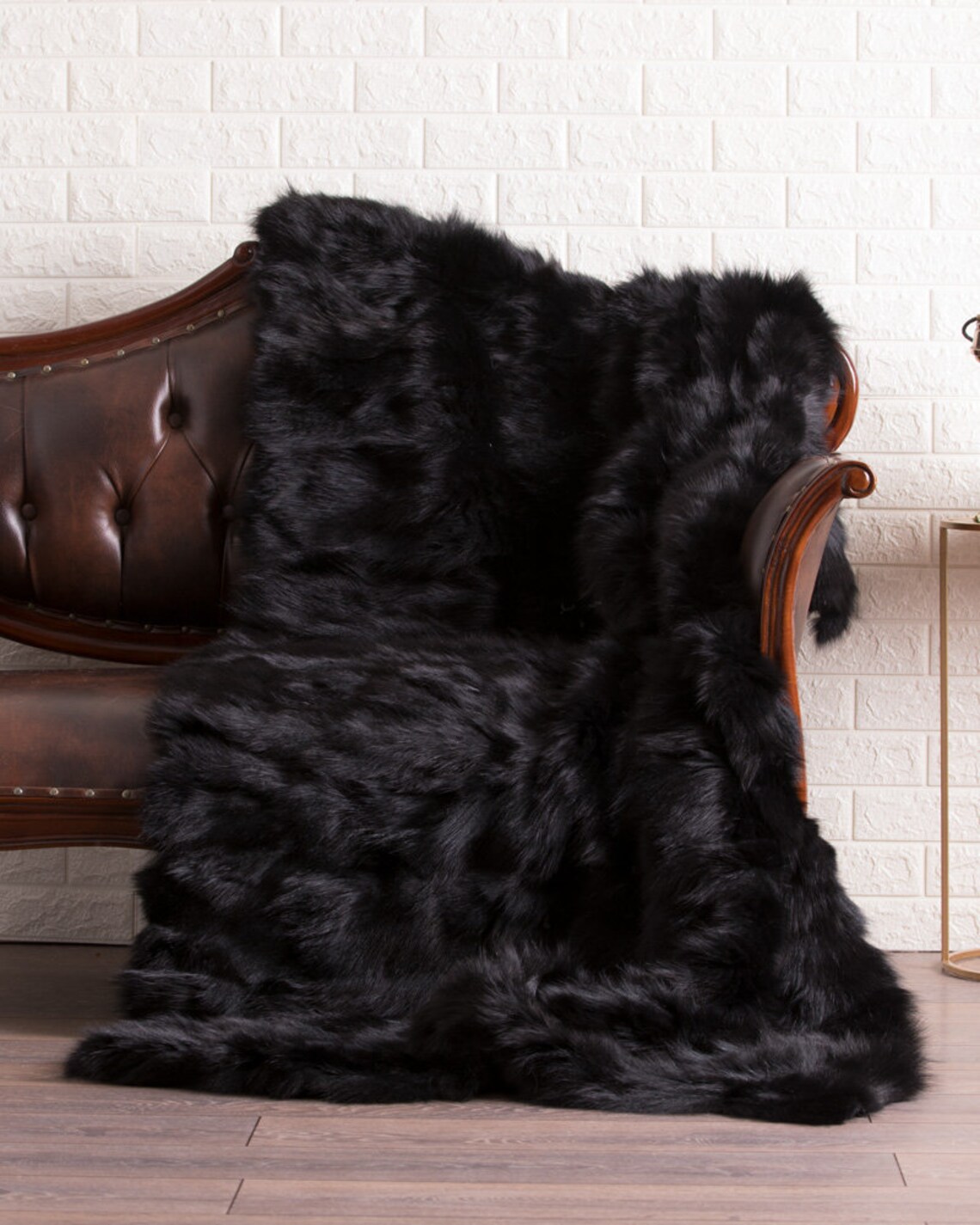 Black Fox Fur Blanket Luxury Bedding Black Fox Blanket Etsy