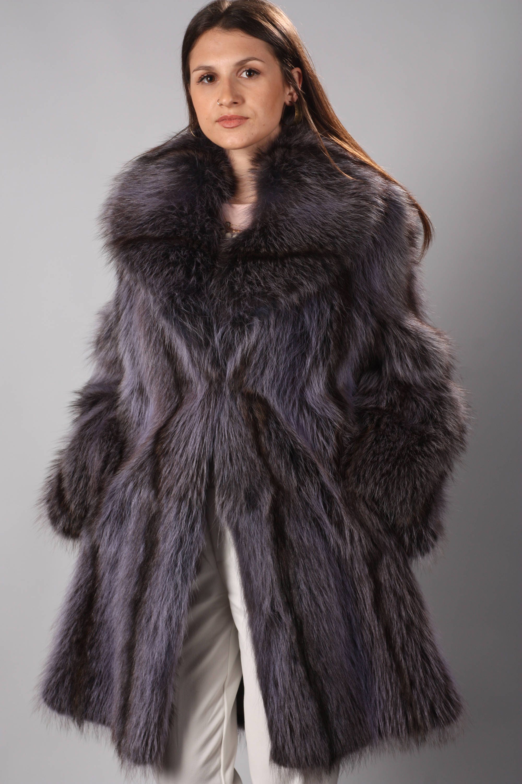 Luxury gift/Purple Raccoon Fur fur coat/Fur jacket/ Full Skin | Etsy