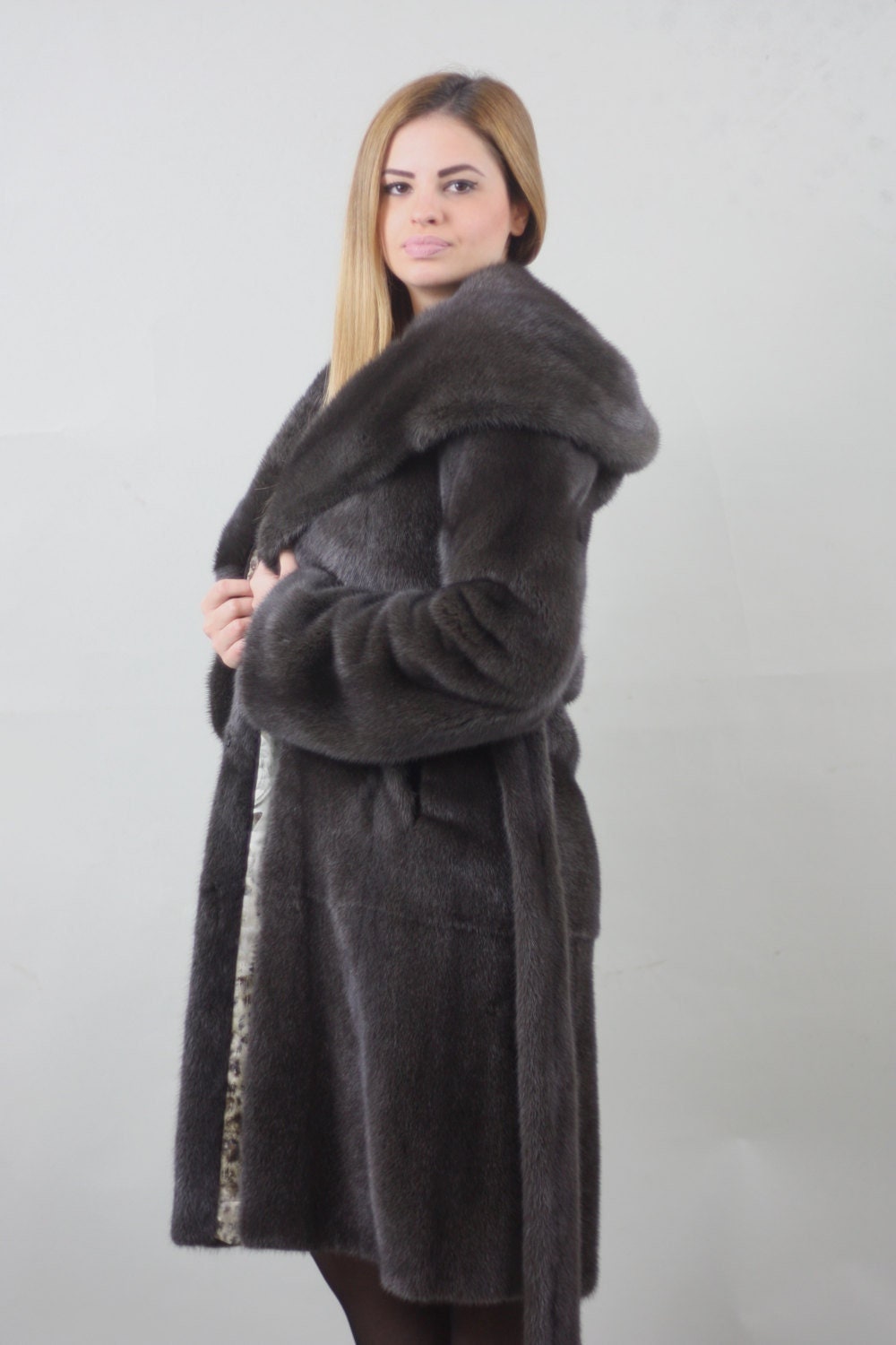 Luxury Gift Burgunzinski Mink Fur Coat Full Skin Hooded | Etsy