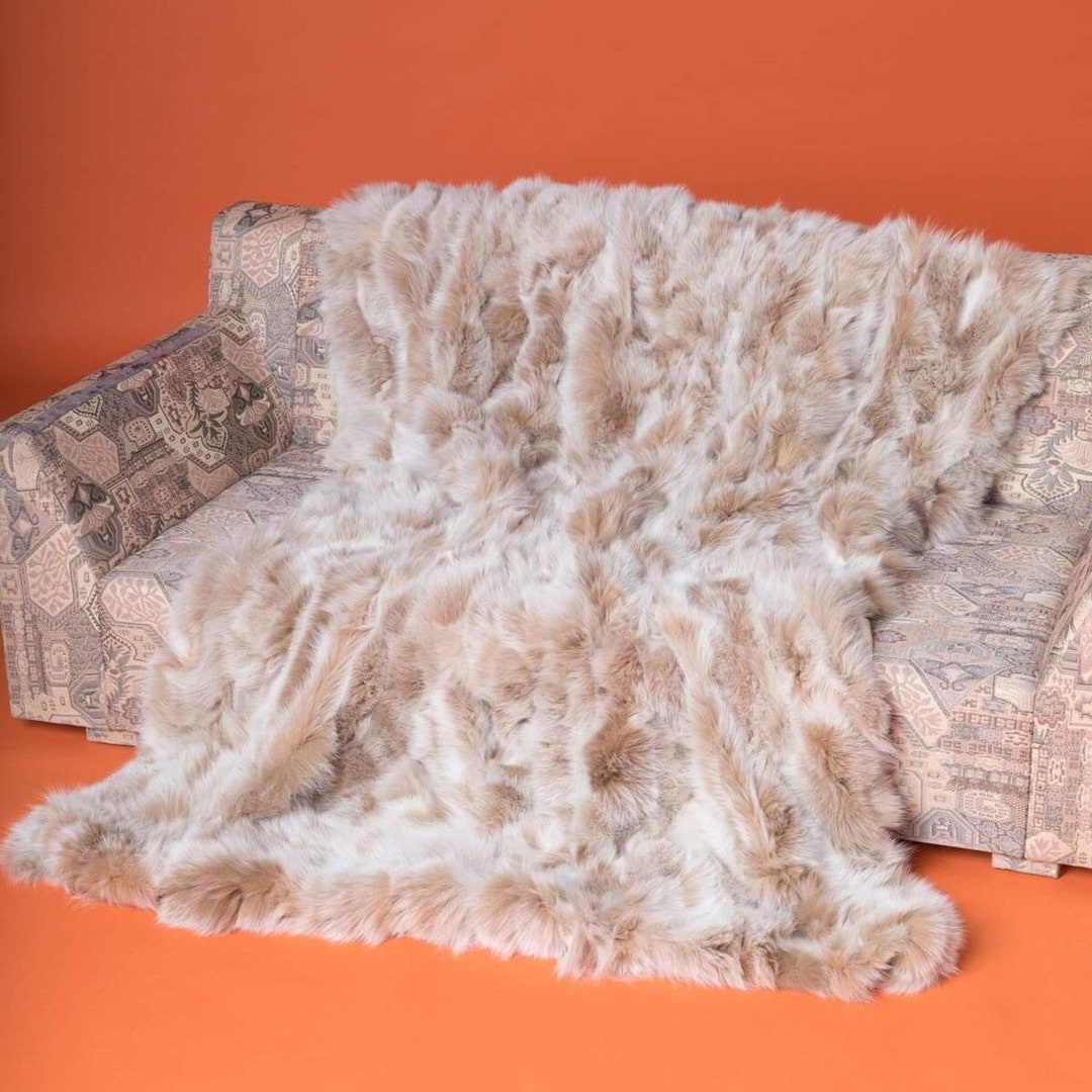 Snow Tap Fox Fur Blanket Luxury Bedding Blue Fox Blanket Etsy