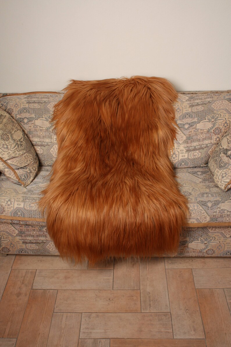 Orange Goat Real Fur Blanket Throw Blanket Minky Blanket Etsy