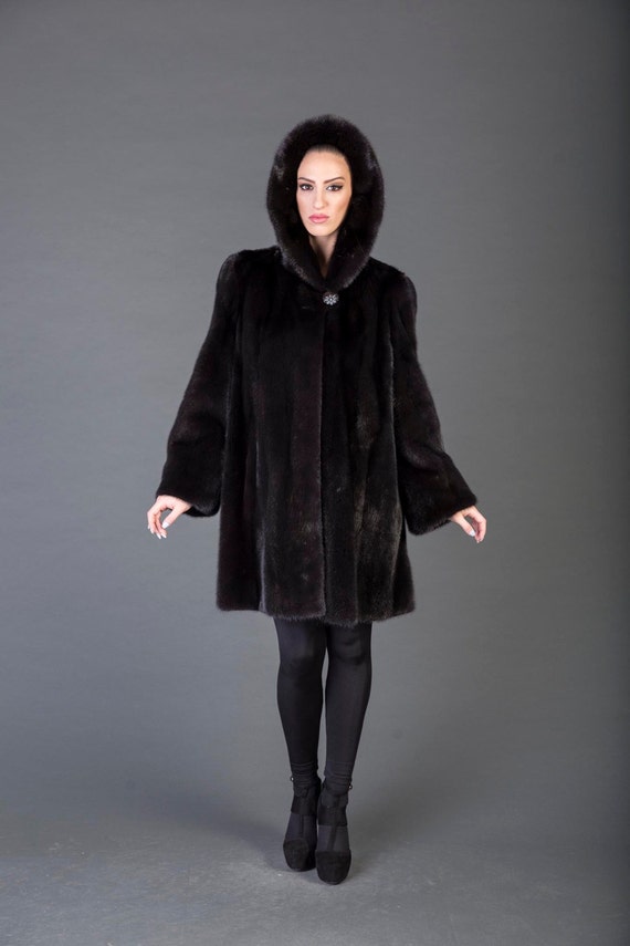 Mink fur shop hooded coat