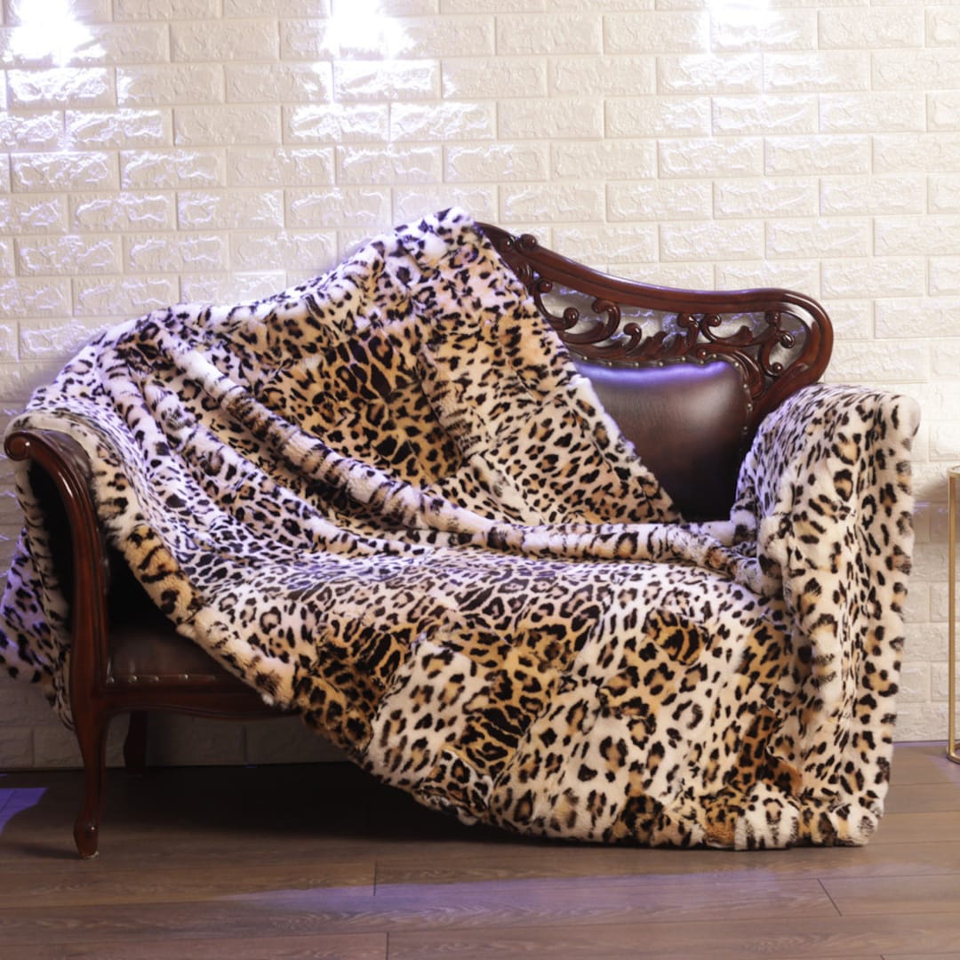 Leopard Print Rex Rabbit Real Fur Blanket Luxury Bedding - Etsy Canada Leopard Print Rex Rabbit Real Fur Blanket Luxury Bedding - Etsy Canada