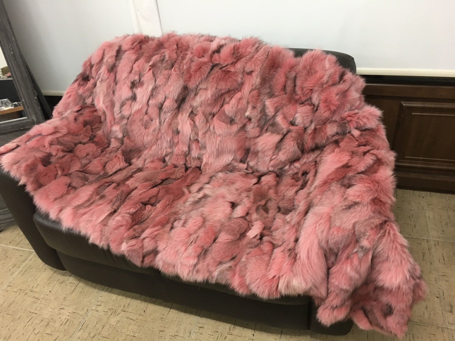 Light pink fox Real fur blanket throw blanket minky blanket Etsy