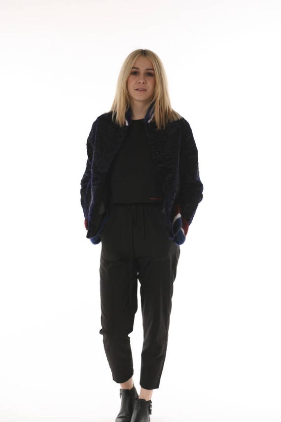 Black Swakara Fur Coat With Mink Golf 
