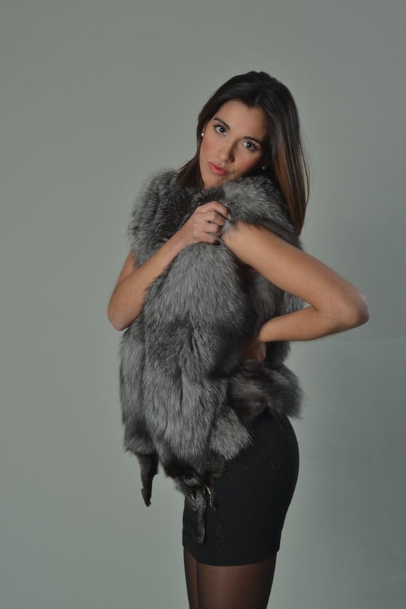 Luxury Gift silver Fox Fur Vest Full Skin Gretio Etsy Ireland